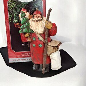 Hallmark Keepsake Ornament Making His Way Santa 1998 Folk Art Collection